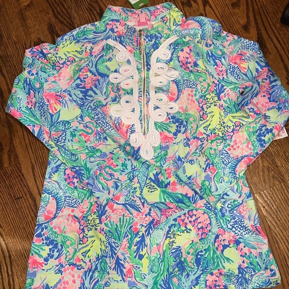 Lilly Pulitzer UPF 50+ Skipper Tunic Popover Mermaid Cove Medium NWT - Picture 2 of 10